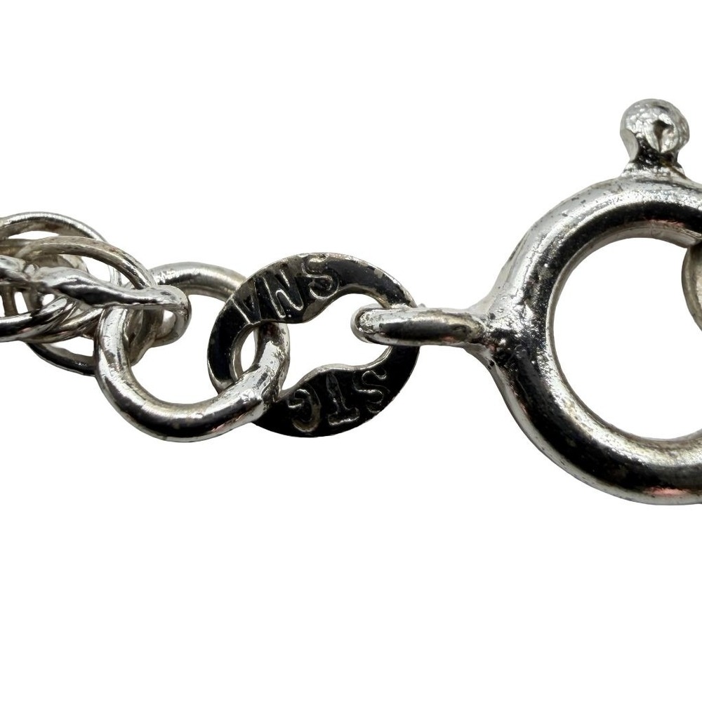 Vintage Silver Tone Northwest Coast Style Raven Pendant Necklace Sterling Rope - Picture 5 of 8